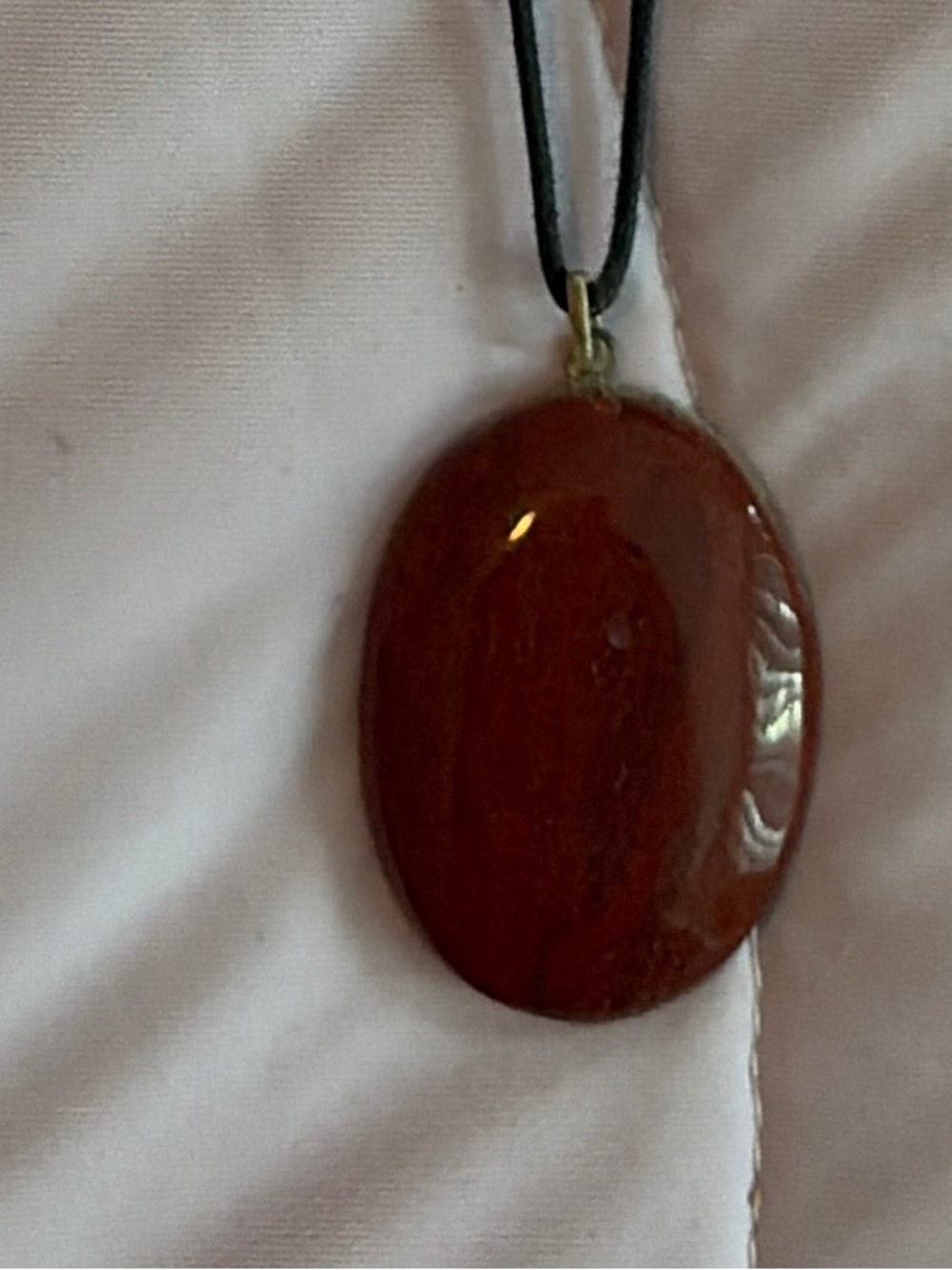 Brown Oval Stone Pendant Necklace - Unbranded